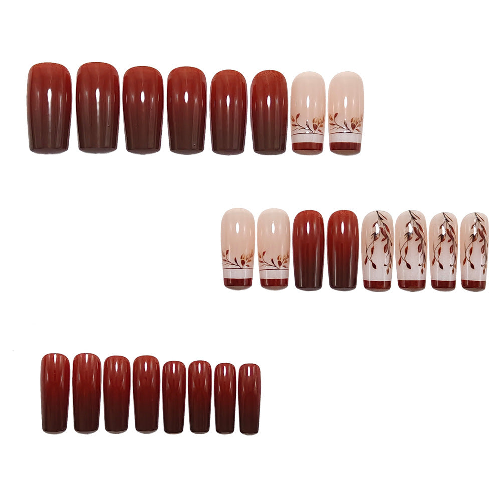 Künstliche Nagelkunst mit Eleganten Blätter-Design Brehn