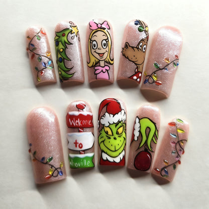 Themenbezogenes Feiertags-Presse-On-Nagelkunst-Set