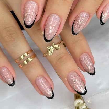 Glamouröse Glitzer Französische Spitzen Nagelverstärkungen Brehn
