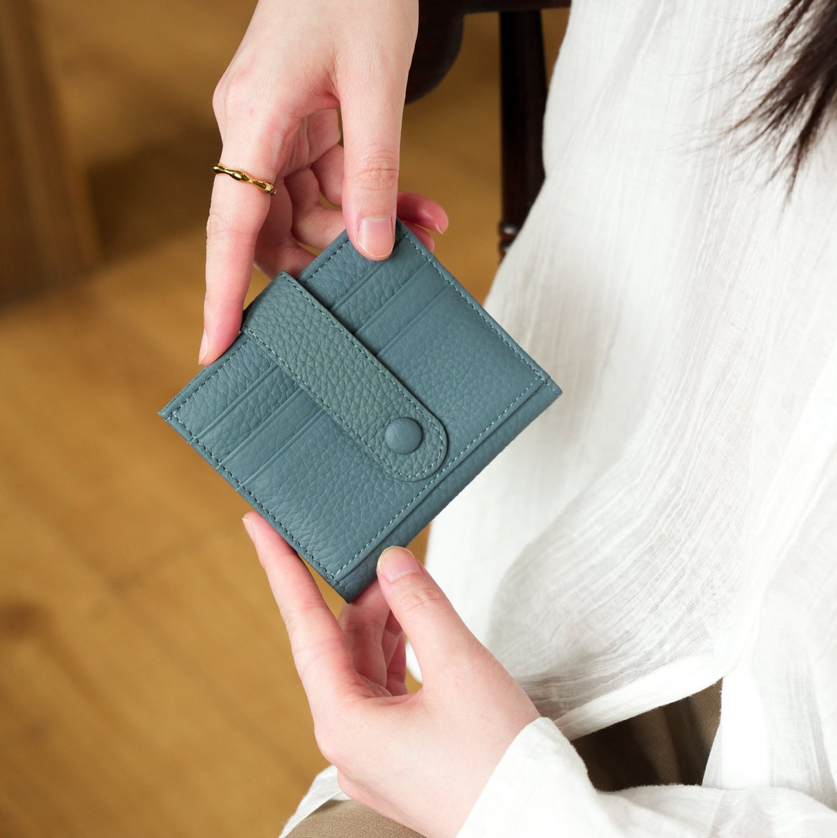RFID-blockierende kompakte Lederbörse