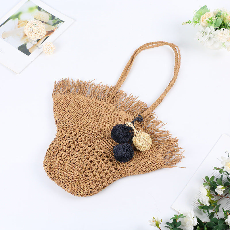 Elegante Korbtasche mit Fransigem Design Brehn
