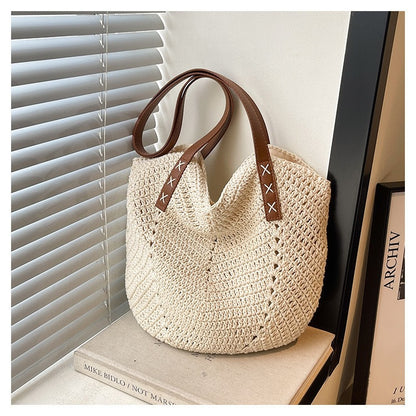Elegante Makramee-Shopper mit Markanten Lederträgern Brehn