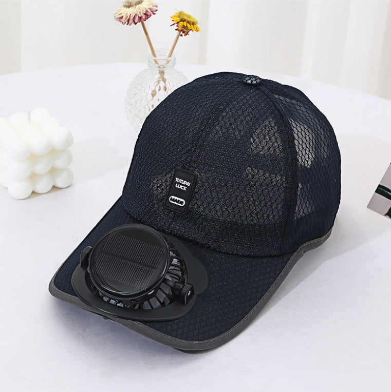 Belüftete Baseballmütze mit integriertem Solarventilator im Schirm und atmungsaktivem Mesh Brehn