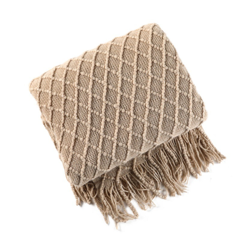Gemütliche Strickwurfdecke