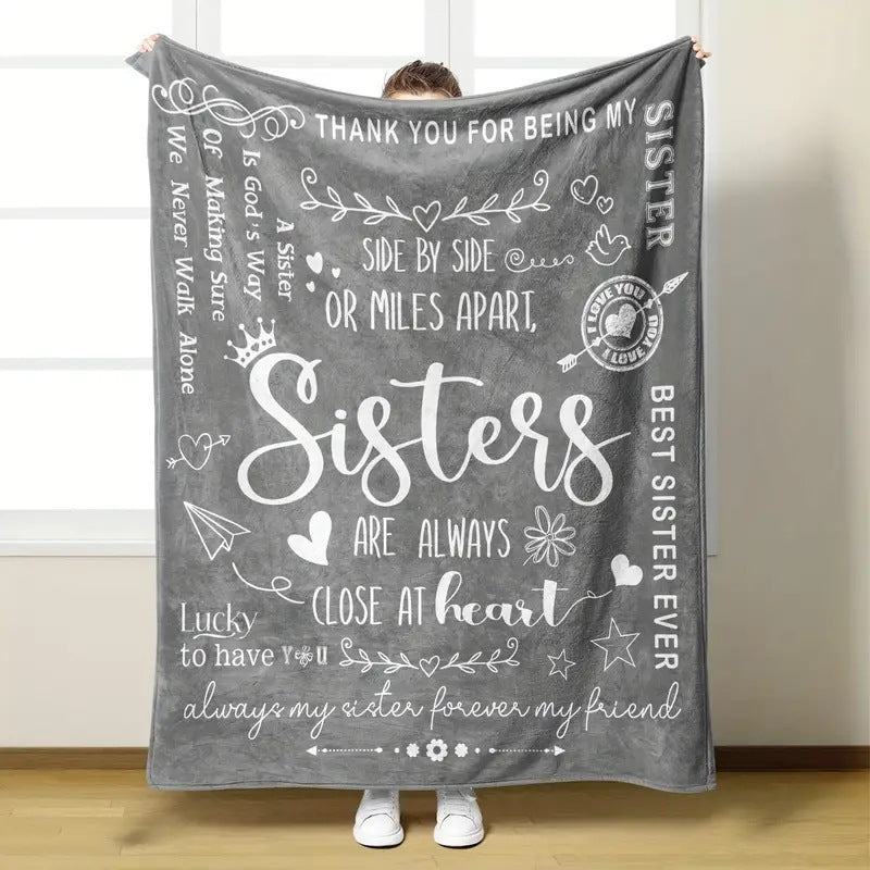 Inspirational Sister-Themed Fleece-Decke
