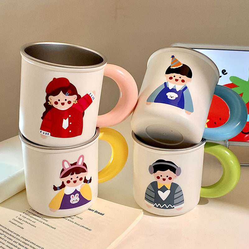 Edelstahl Kaffeebecher mit Fröhlichem Kindermotiv Brehn