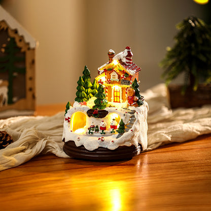Beleuchtete Weihnachtsdorf-Szene mit winterlichem Design Brehn