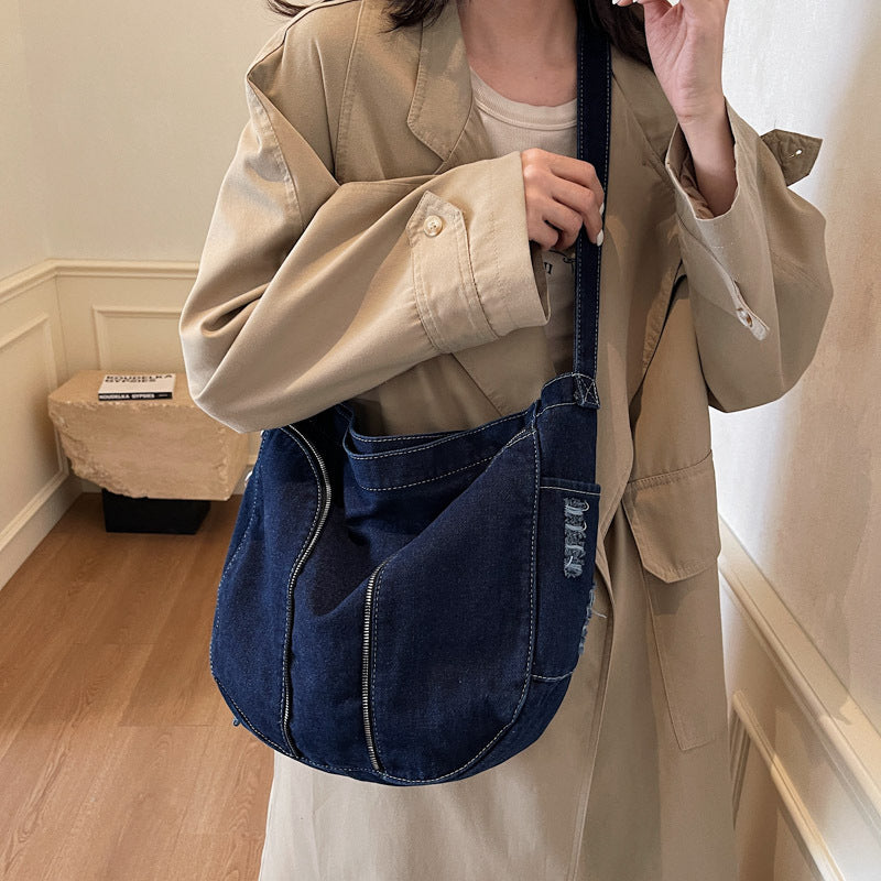 Modische Denim Schultertasche Brehn
