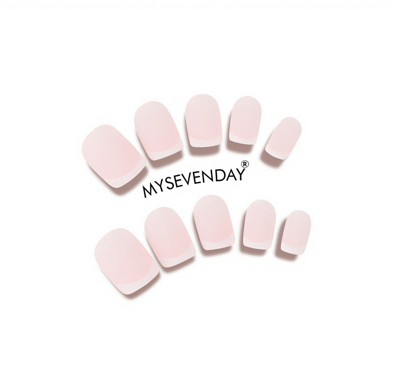Matte French Tip Press-On Nail Set Brehn