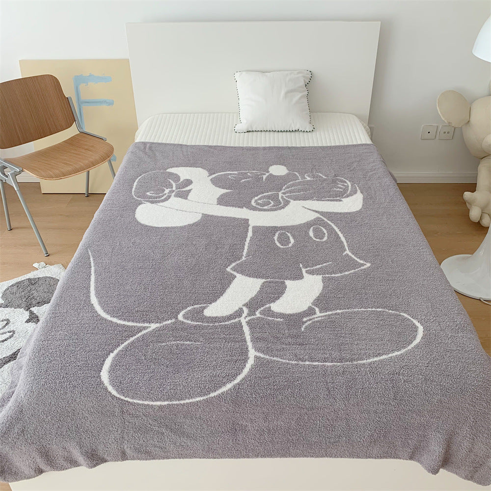 Kuschelige Tagesdecke aus Mikrofaser mit großem gewebtem Cartoon-Motiv