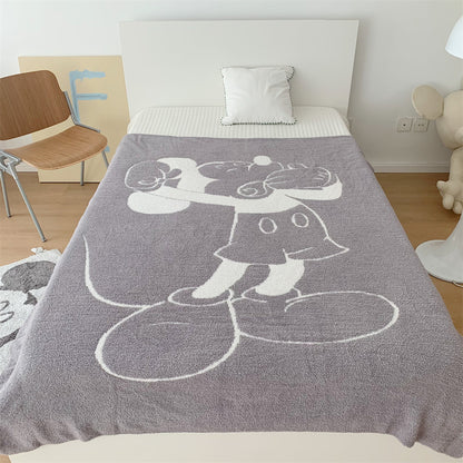 Kuschelige Tagesdecke aus Mikrofaser mit großem gewebtem Cartoon-Motiv