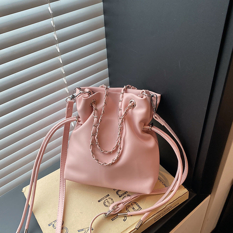 WoChic Lässige Leder Bucket Bag Brehn