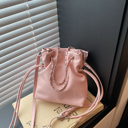 WoChic Lässige Leder Bucket Bag Brehn