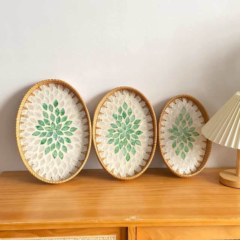 Damen Eleganter Servierteller-Set aus handgewebtem Naturmaterial Brehn