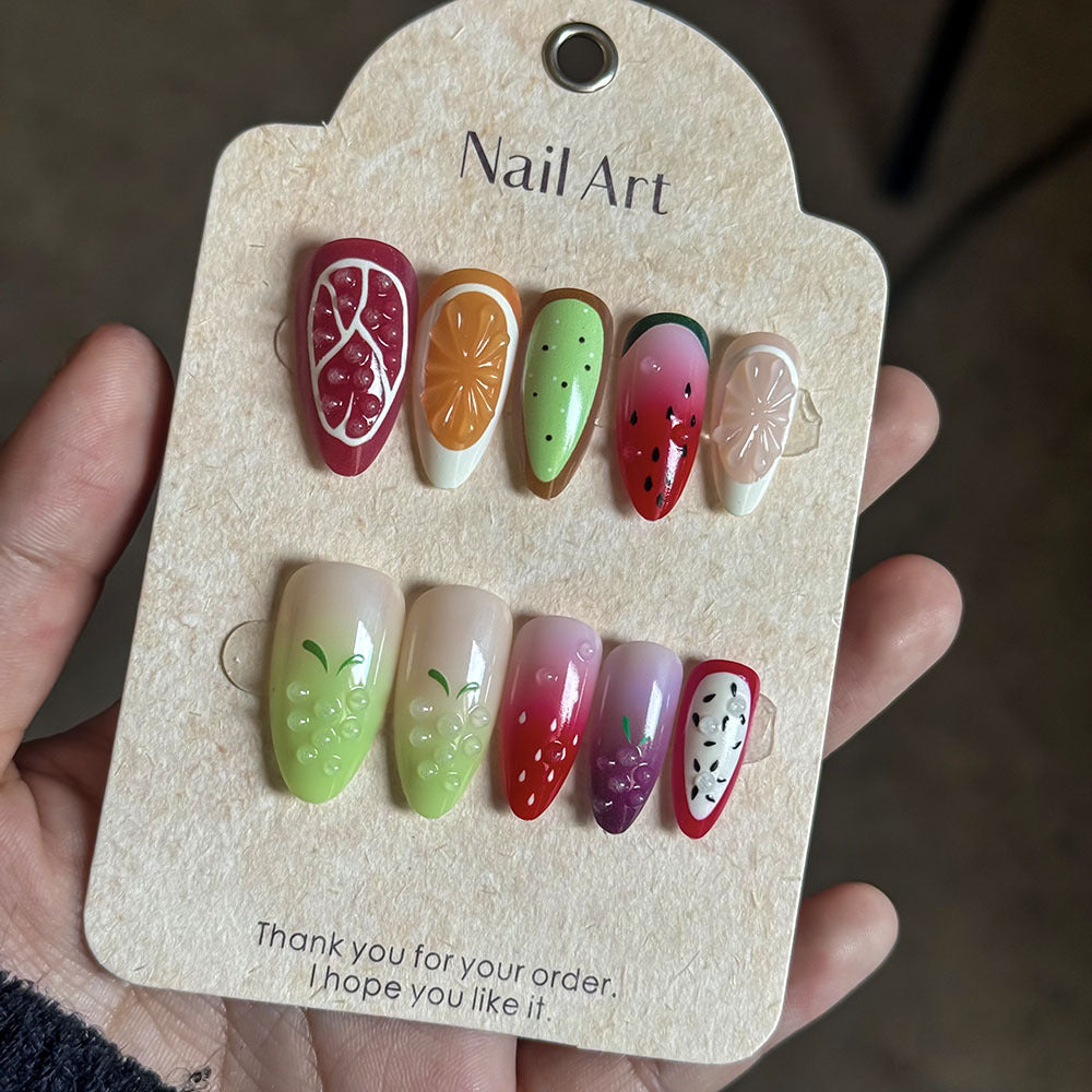 Frucht-Themen Press-On Nail Set Brehn