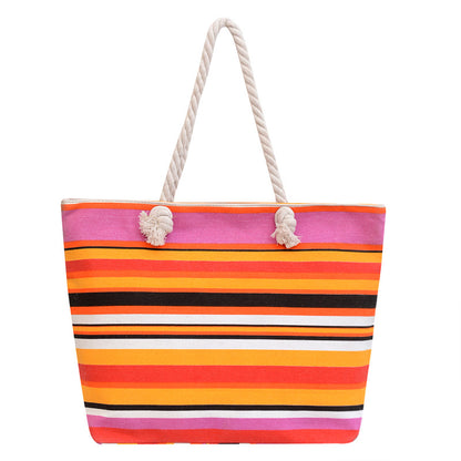 Gestreifter Canvas Strandtasche