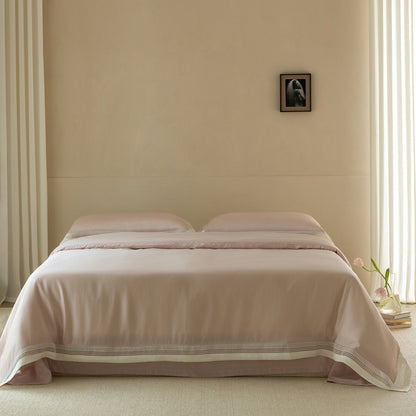 Minimalist Baumwollsatin Bettbezugset mit Mikro-Karo-Rand