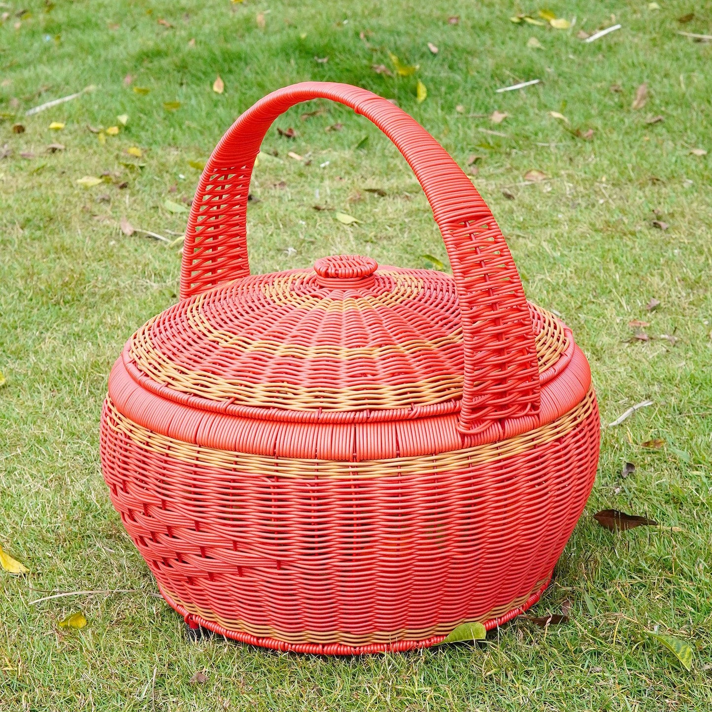 Damen Rattan Aufbewahrungskorb mit Deckel Brehn