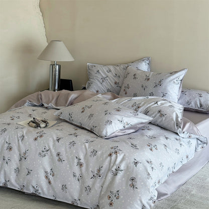Luxus Wendbar Baumwoll-Satin Floral Bettbezug Set mit Kissenbezügen und Spannbettlaken