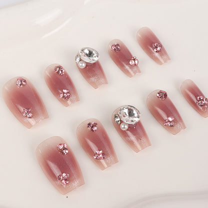Rhinestone-verziertes Press-On-Nagelkunst-Set Brehn