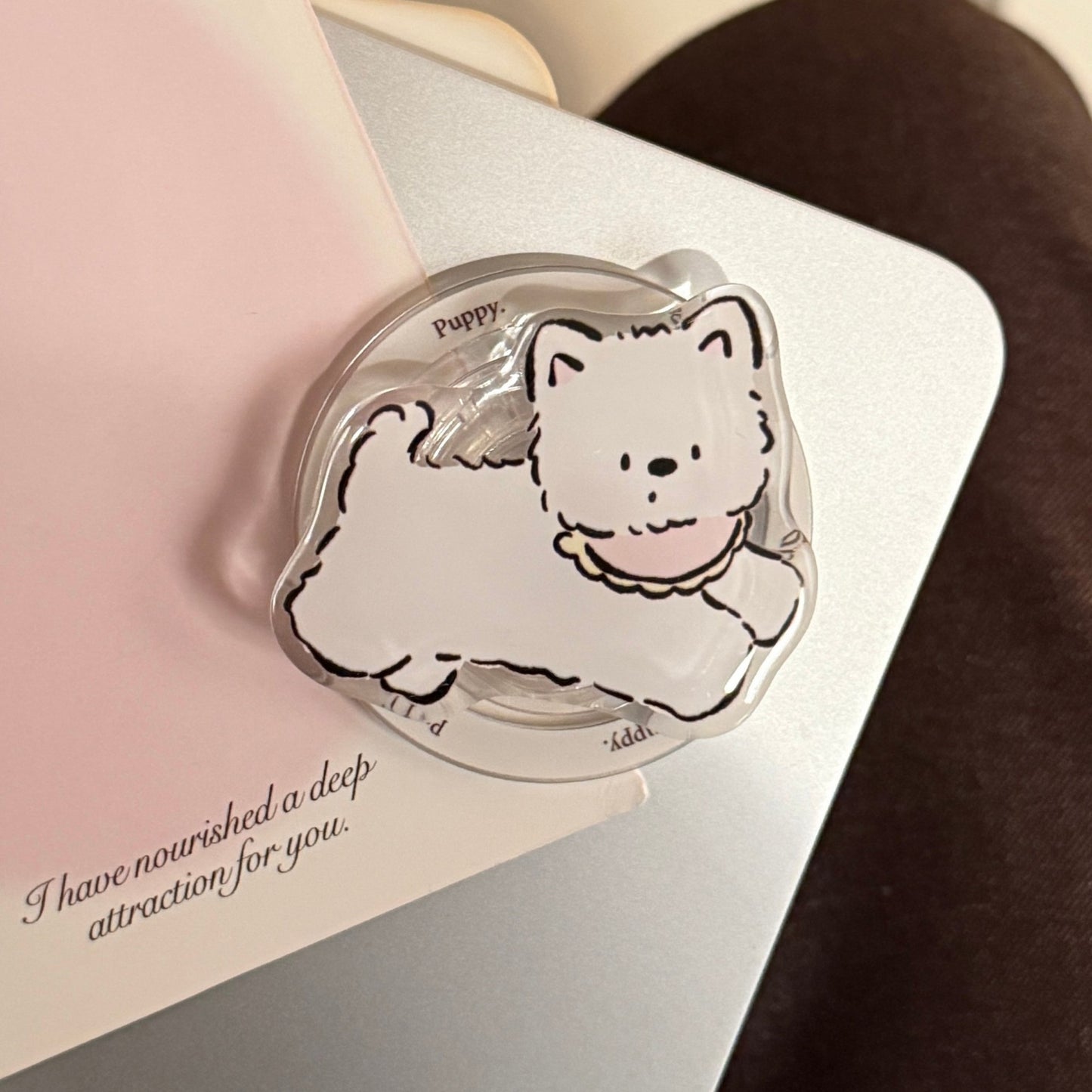 Verspielter Smartphone Fingerhalter im Hundedesign Brehn