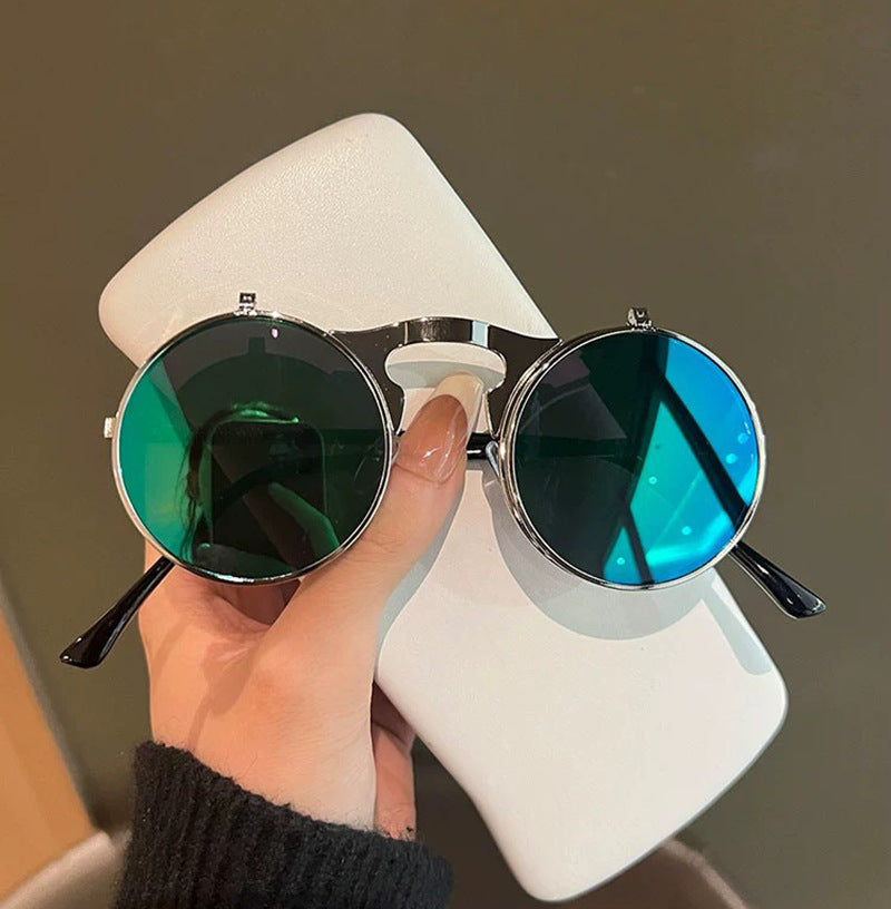 Damen Runde Designer-Sonnenbrille mit innovativem Rahmen Brehn