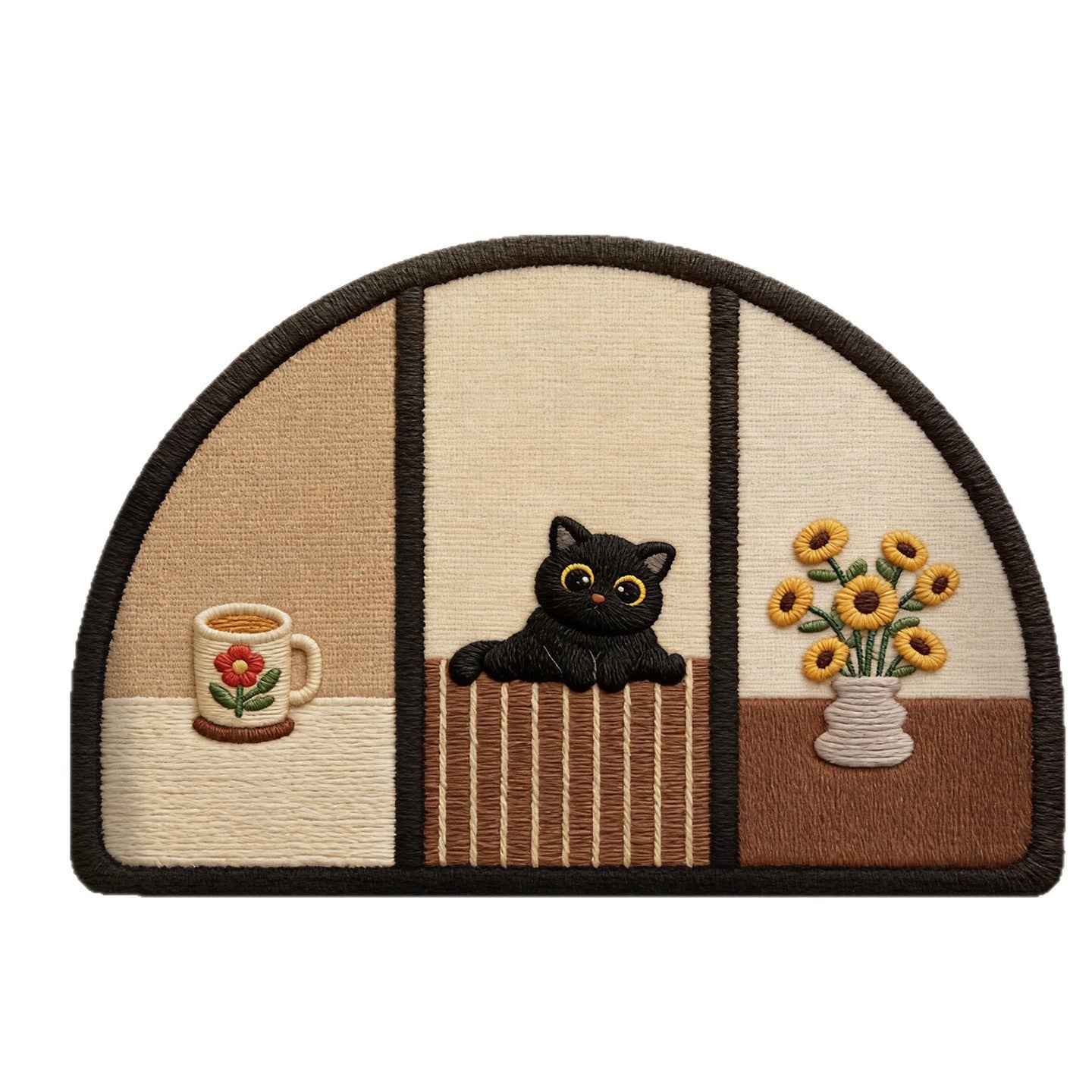 Niedlicher katzenmotivierter Halbmond-Teppich Brehn