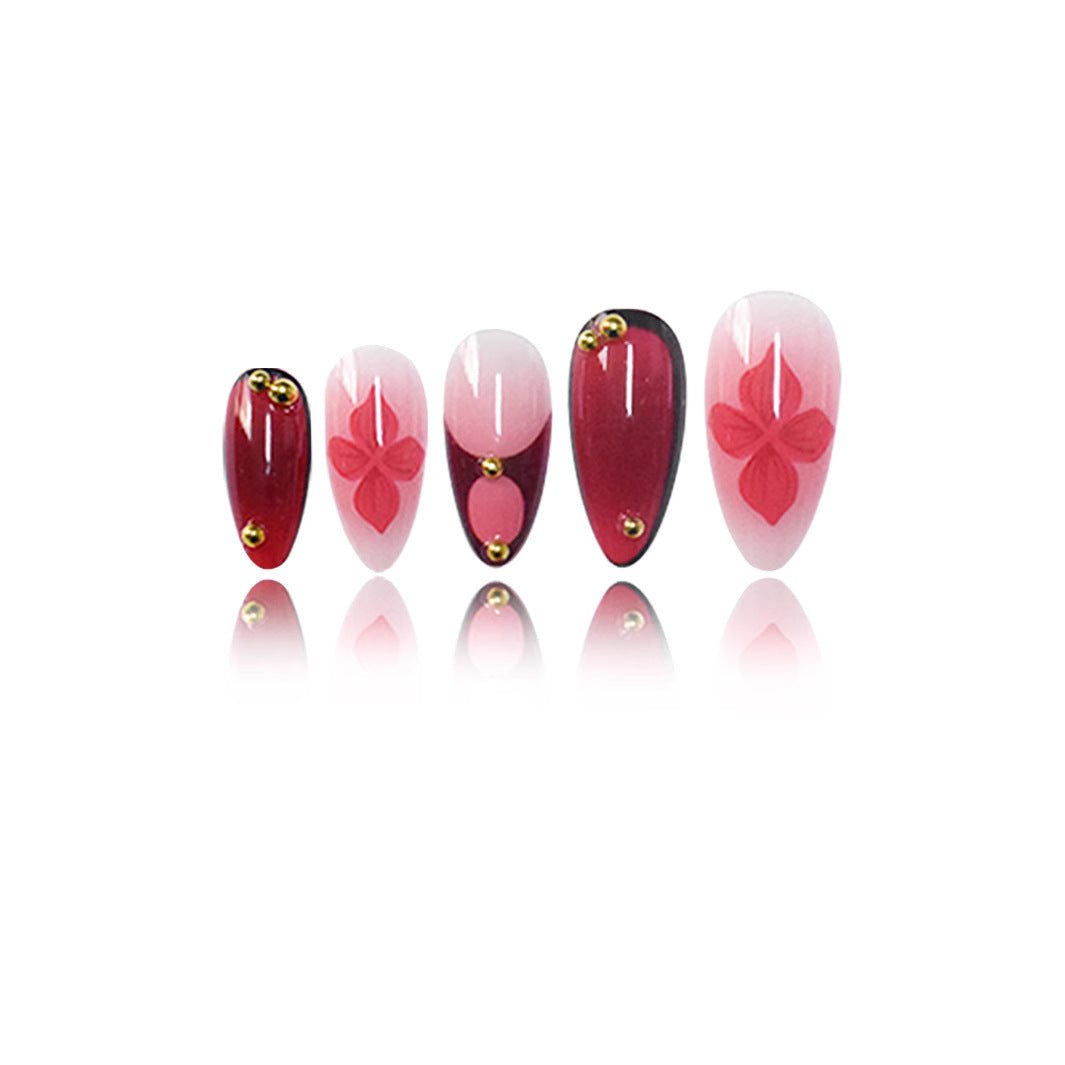 Premium Künstlerische Florale Stiletto Press-On Nägel Brehn