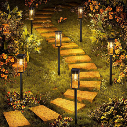 Outdoor Wasserdichte Vintage Glas Pfostenlaterne Mit LED-Filamentlampe Und Erdspieß Brehn