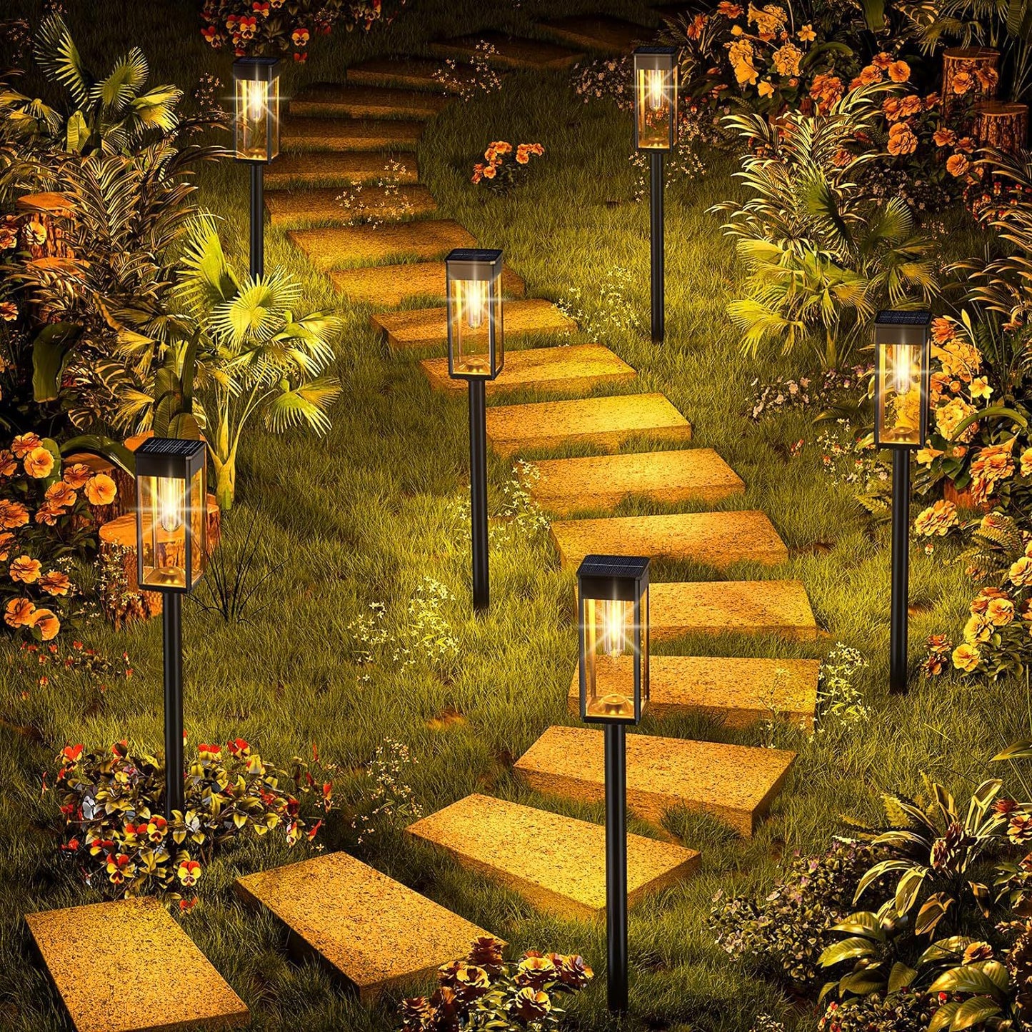 Wetterfeste Gartenpostlaterne mit Vintage-Glühfadenlampe und gehärteten Glasscheiben Brehn