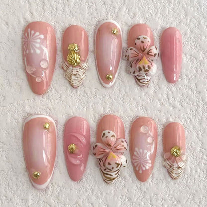 Elegantes florales Press-On-Nagelkunstdesign Brehn
