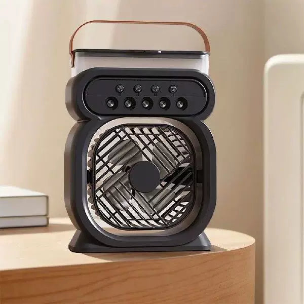 Unisex Einheitsgröße tragbarer wiederaufladbarer verdampfender Desktop-Luftkühler und Ventilator mit Leder-Tragegriff Brehn