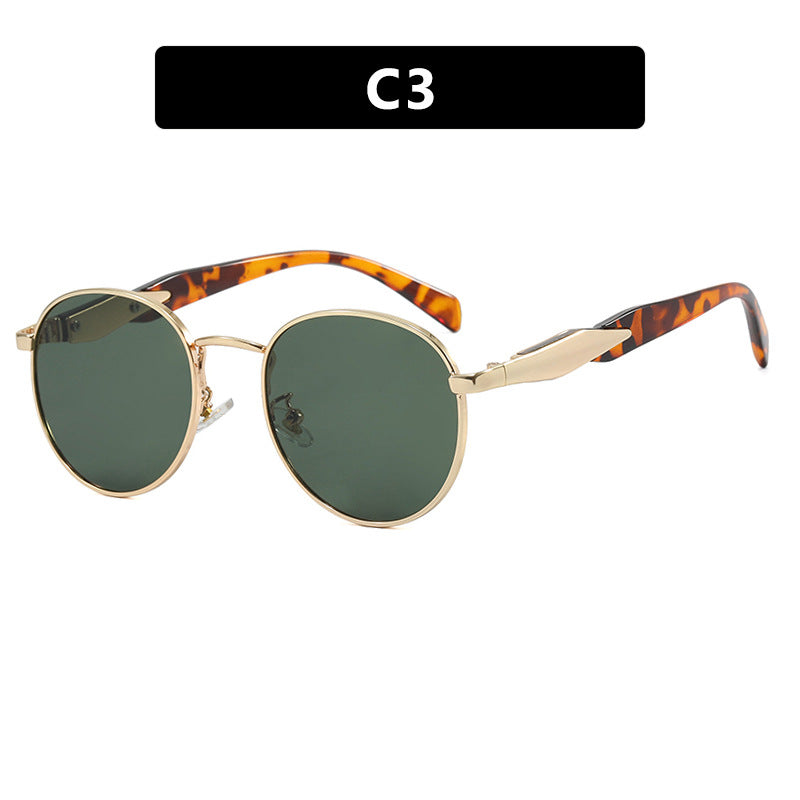Damen runde Sonnenbrille mit elegantem, goldenen Rahmen und UV-Schutz Brehn