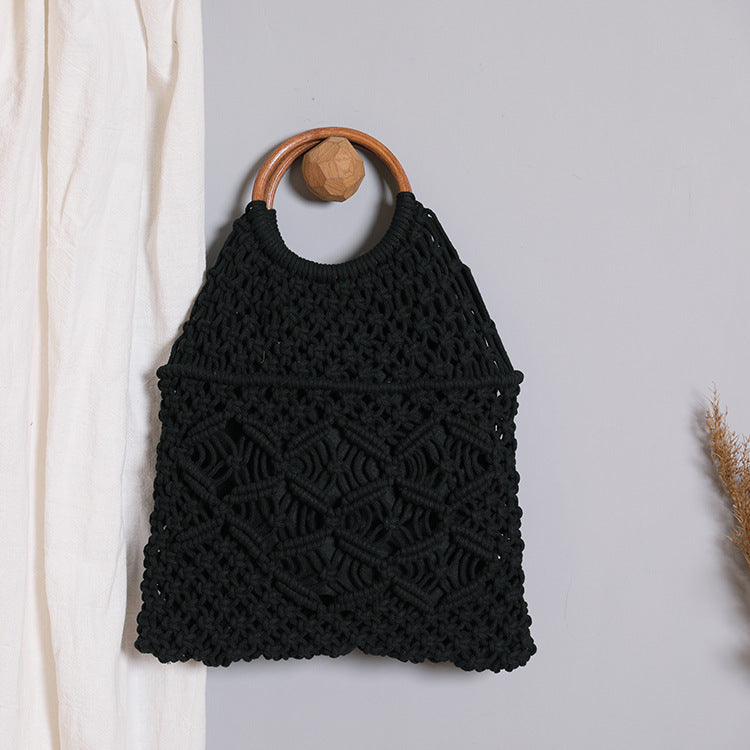 Makramee Tasche mit Holzgriff Brehn