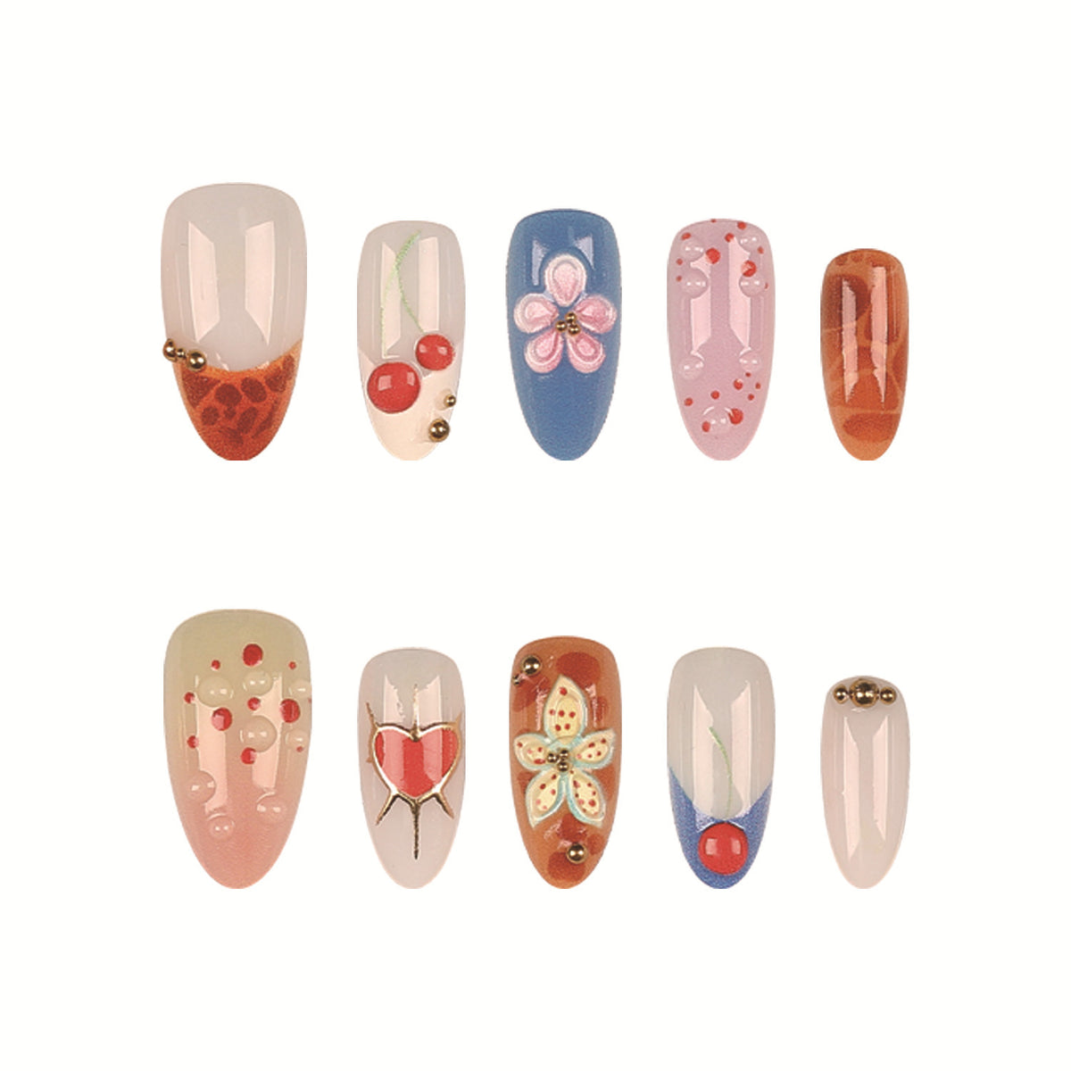 Künstlerisches florales Design Press-On-Nagelset