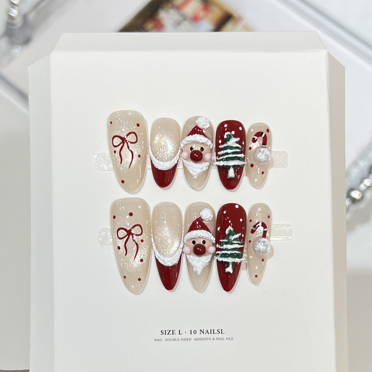 Schneeflocken-inspirierte Glitzer Press-On Nagel Set Brehn