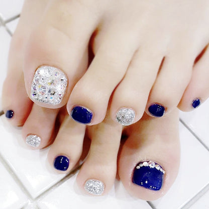 Glitzernde mit Strass akzentuierte Press-On Zehennägel Brehn