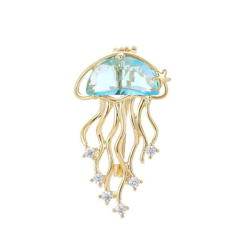 Elegante Quallenbrosche mit Funkelnden Kristallen Brehn