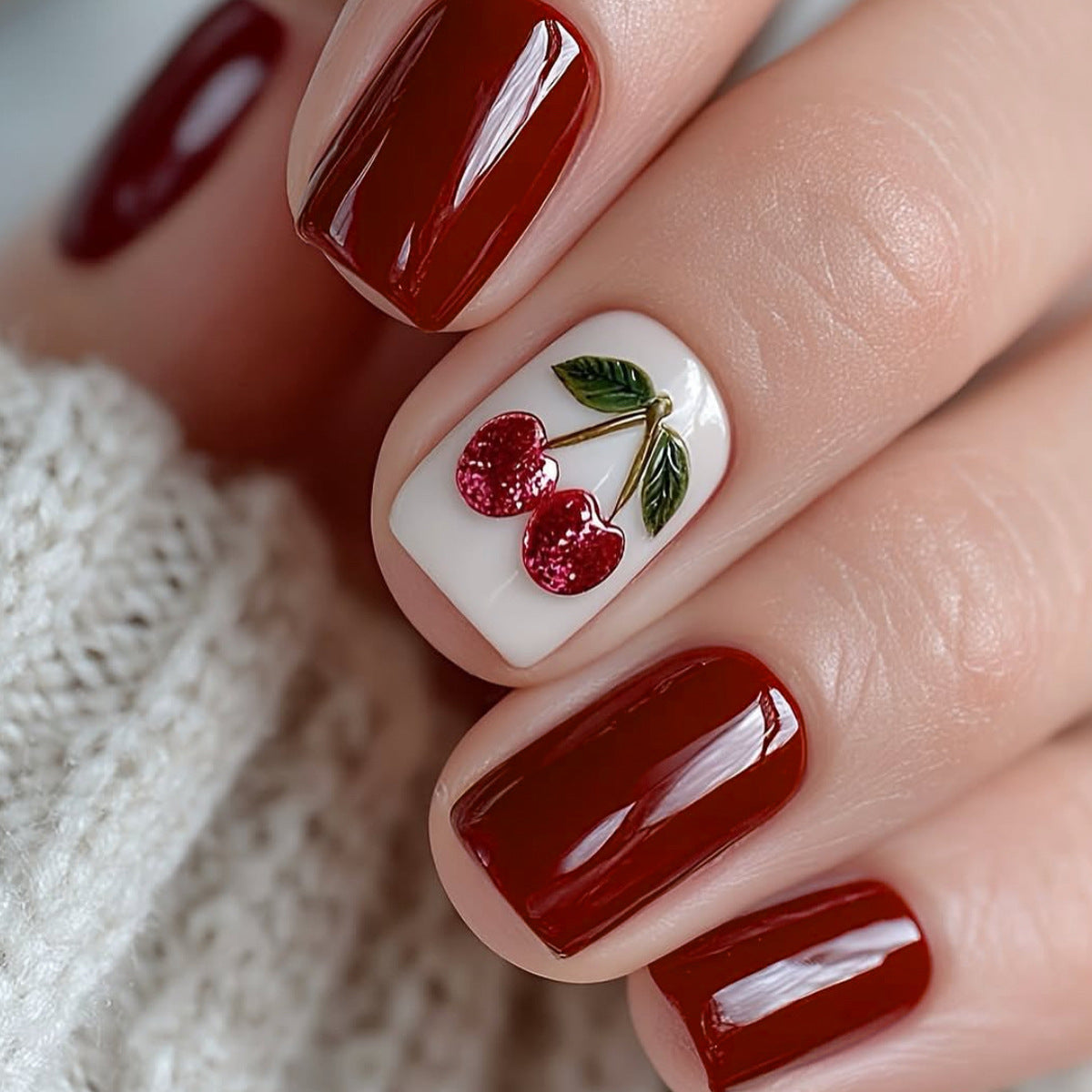 Künstlerische Kirsch-Themen Nagelkunst Extensions Brehn