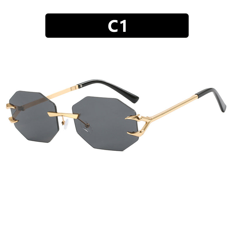 Damen geometrische Sonnenbrille mit modernem Metallrahmen Brehn
