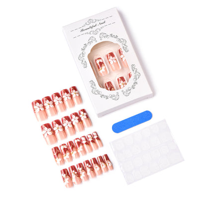 Floral Decorative Press-On Nail Art Set