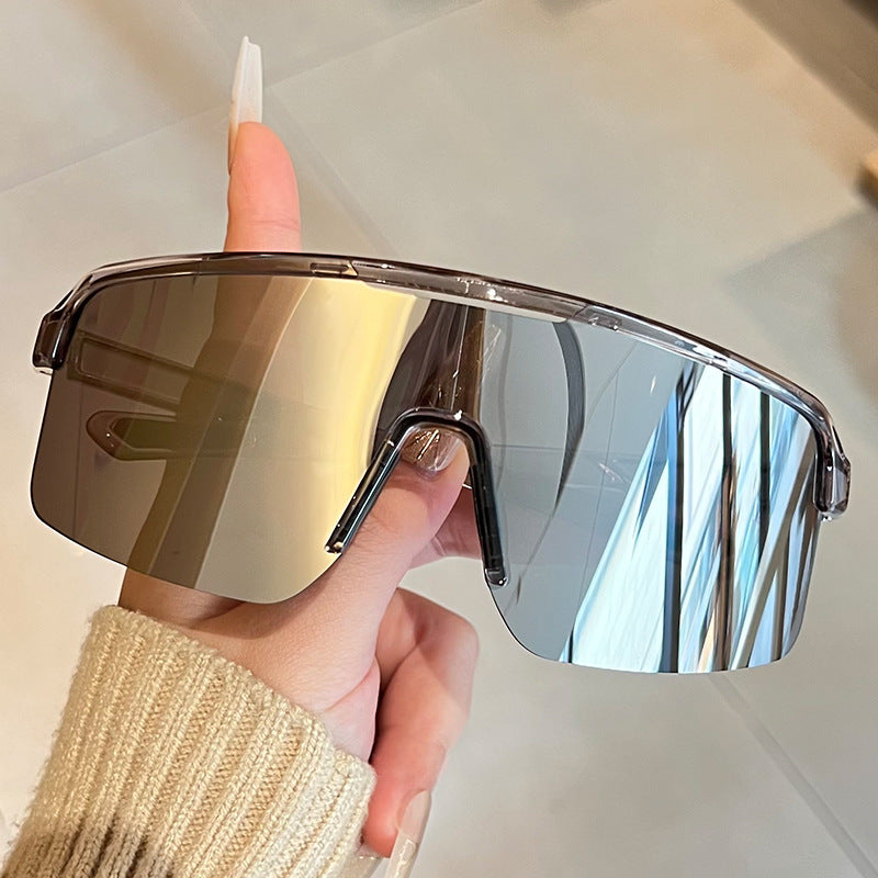 Unisex nan sportliche Shield-Sonnenbrille mit durchgehendem Visierglas und rutschfesten Nasenpads Brehn