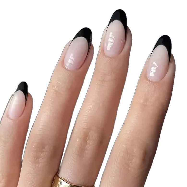 Elegante schwarze French Tip Acryl-Nagelverzierung Brehn