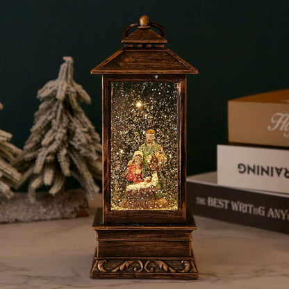 Vintage Weihnachtslaterne mit Schneemann und LED-Beleuchtung Brehn
