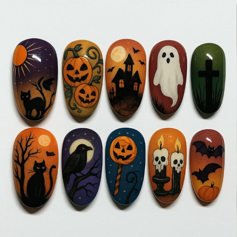 Kunstnagelset mit Halloween-Motiven Brehn