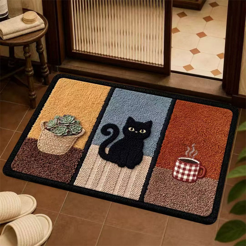 Gemütlicher katzenmotivierter Badezimmerteppich