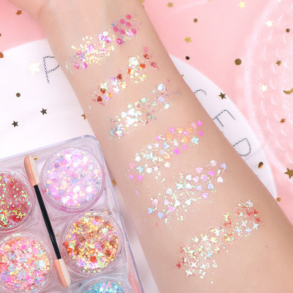 Kosmetische Glitzerflocken Set