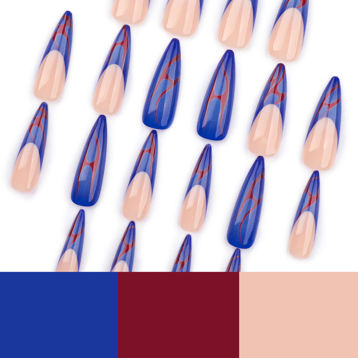 Kunstvolle Stiletto-Nägel mit farbenfrohen Designs und kreativen Akzenten Brehn