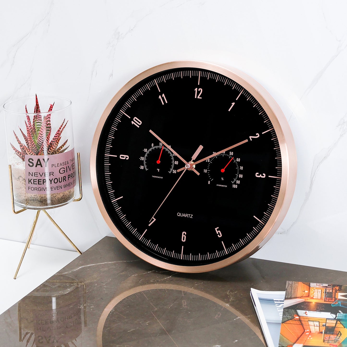 Funk-Wanduhr mit Thermometer und Hygrometer Brehn