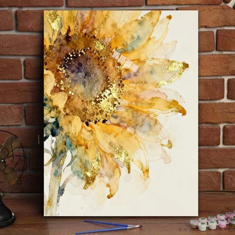 Elegante Sonnenblumen-Aquarell-Leinwandkunst Brehn